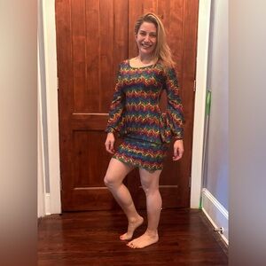 One of a kind stretch rainbow damask infinity dress